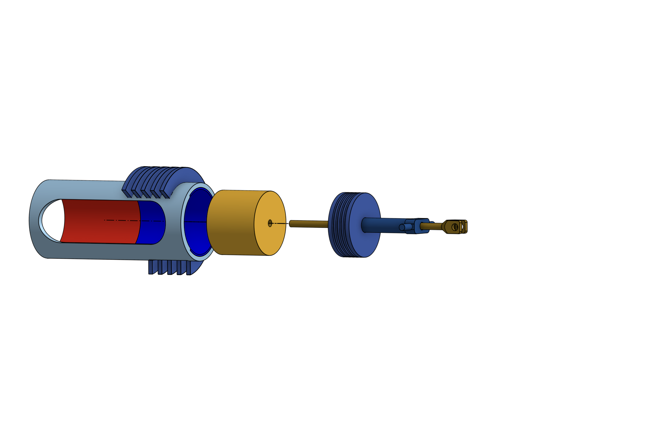 Insert the displacer piston shaft through the working piston
